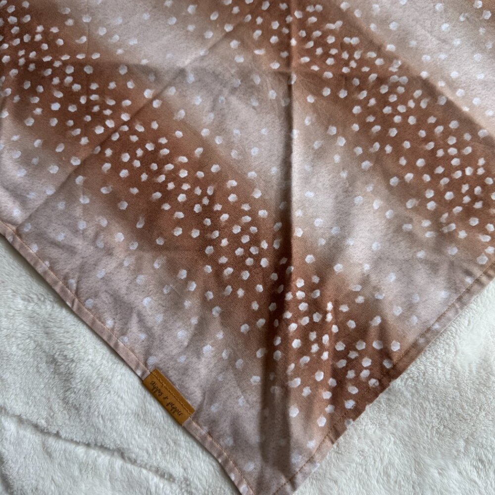 NWT Skippy & Pepper Deer Fawn Print Dog Bandana, Brown, Tan, + White, Size Large - Picture 9 of 16